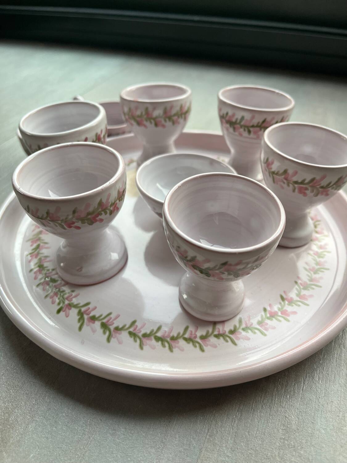 Egg cups, 9-piece service by Michel Spire