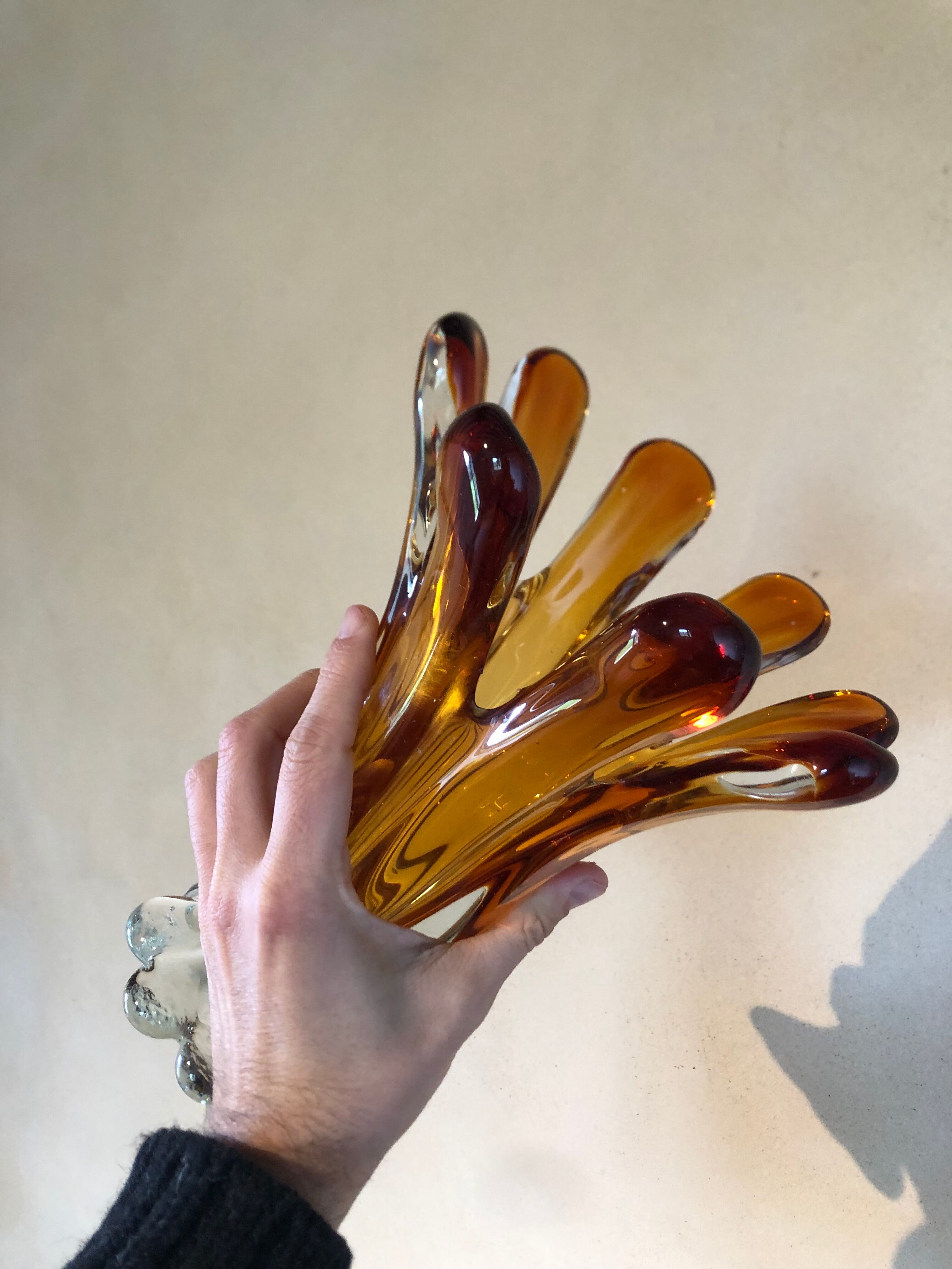 Chalice vase in amber glass