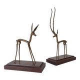 Pair of antique bookends in solid oak and brass from the 1960s