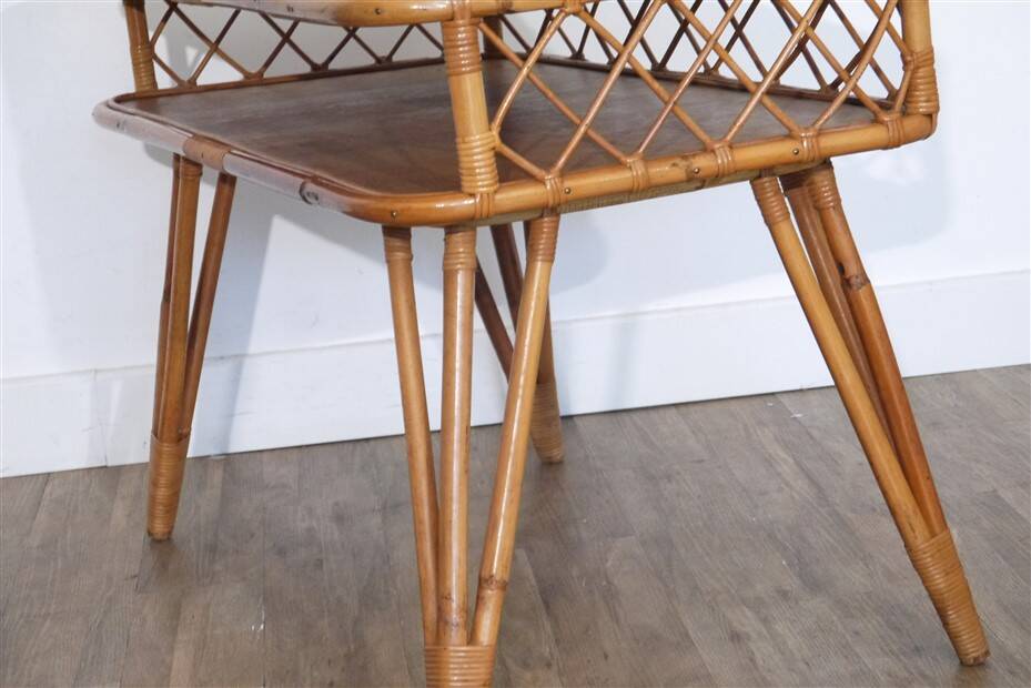 Vintage rattan and wood desk 1960