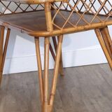 Vintage rattan and wood desk 1960