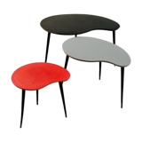 Colourful set of 1950s kidney shaped nesting tables