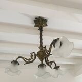 Bronze chandelier 4 tulips