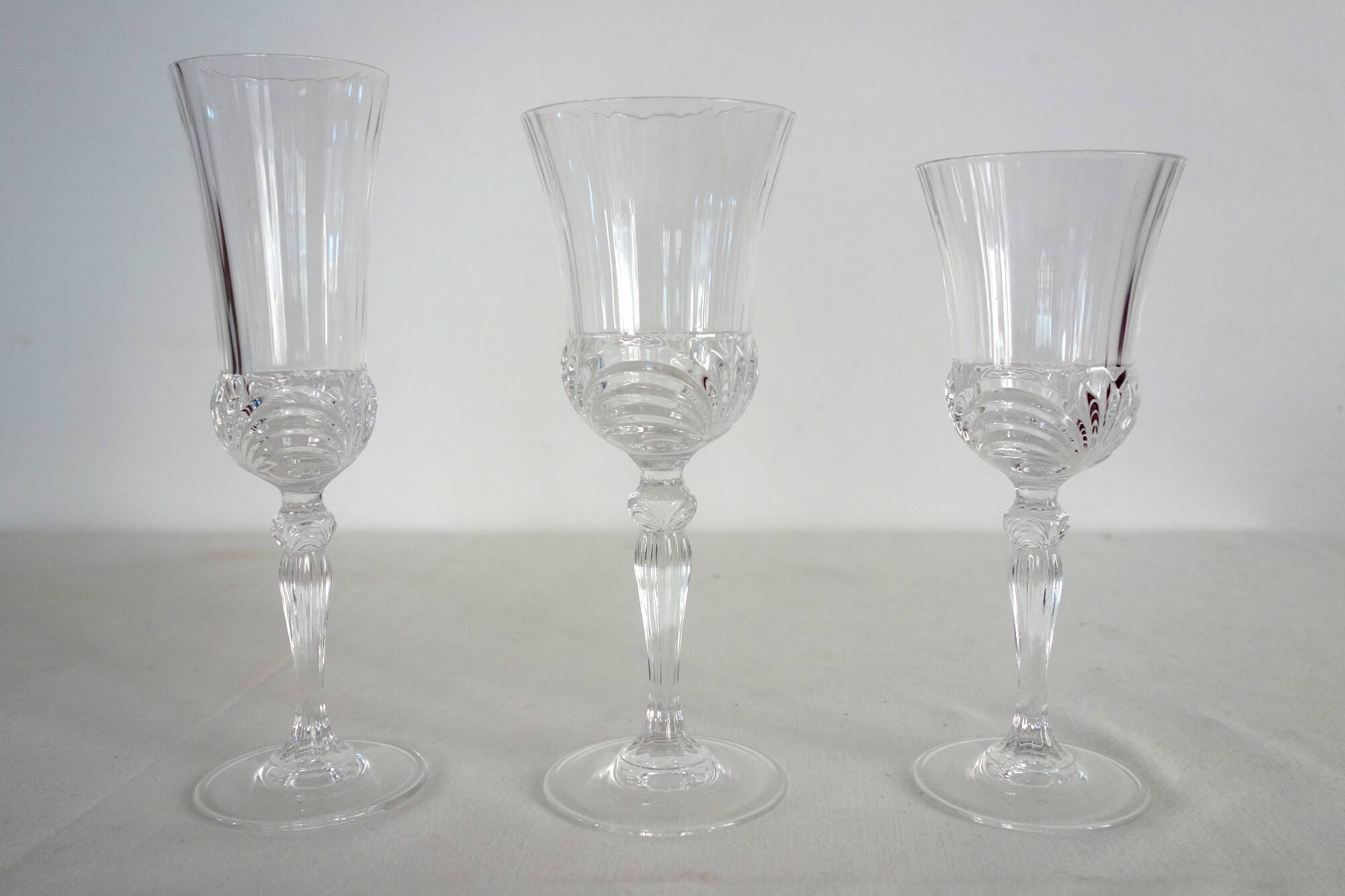 10 Royal Crystal Rock RCR champagne flutes 70s/80s