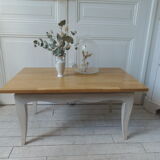 Vintage coffee table leg patinated pearl gray