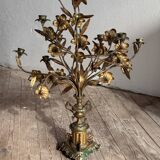 Pair of large 9-light altar candelabra, 19th century, in bronze and brass