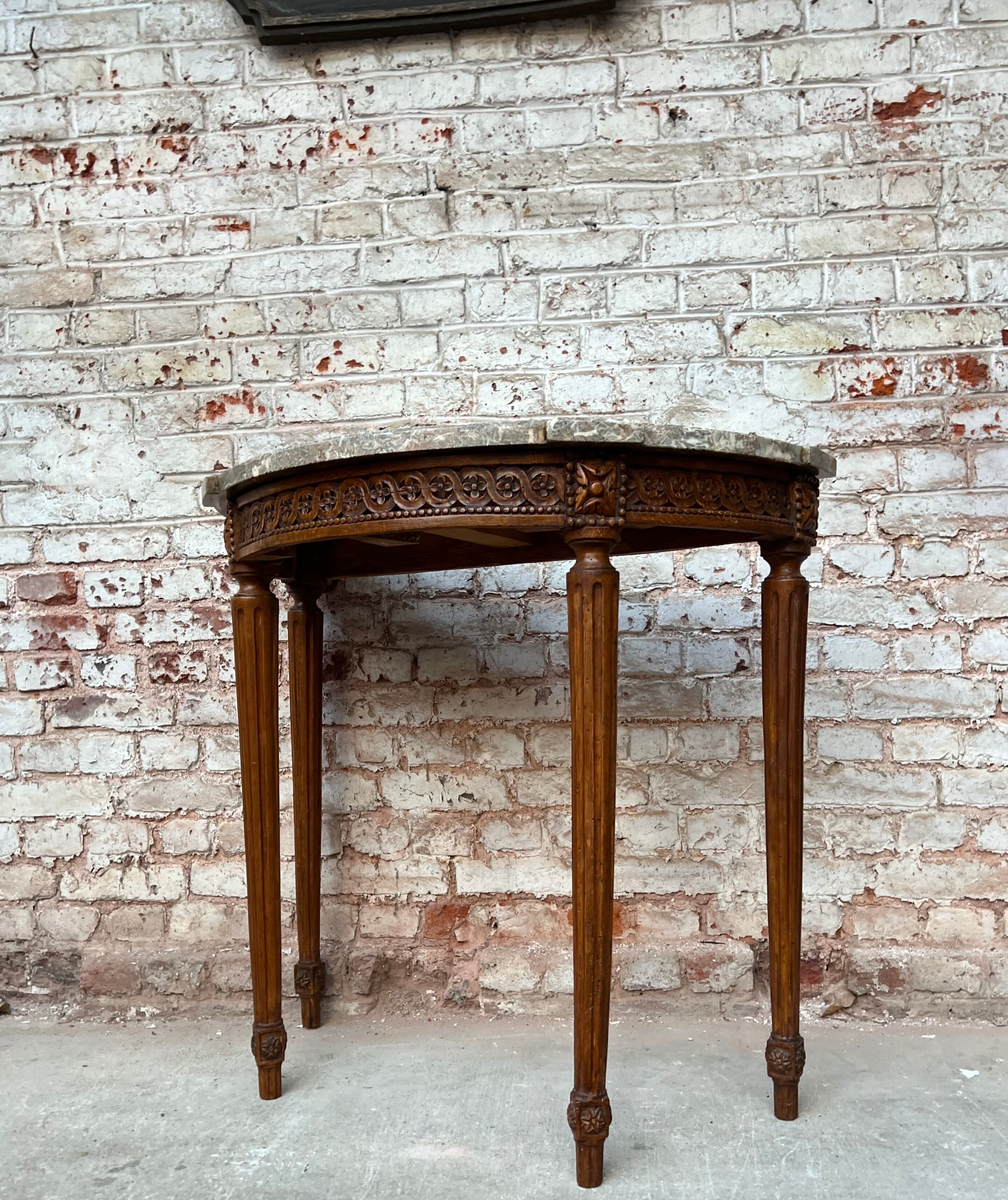 Console half moon natural wood period Louis XVI XVIII th century