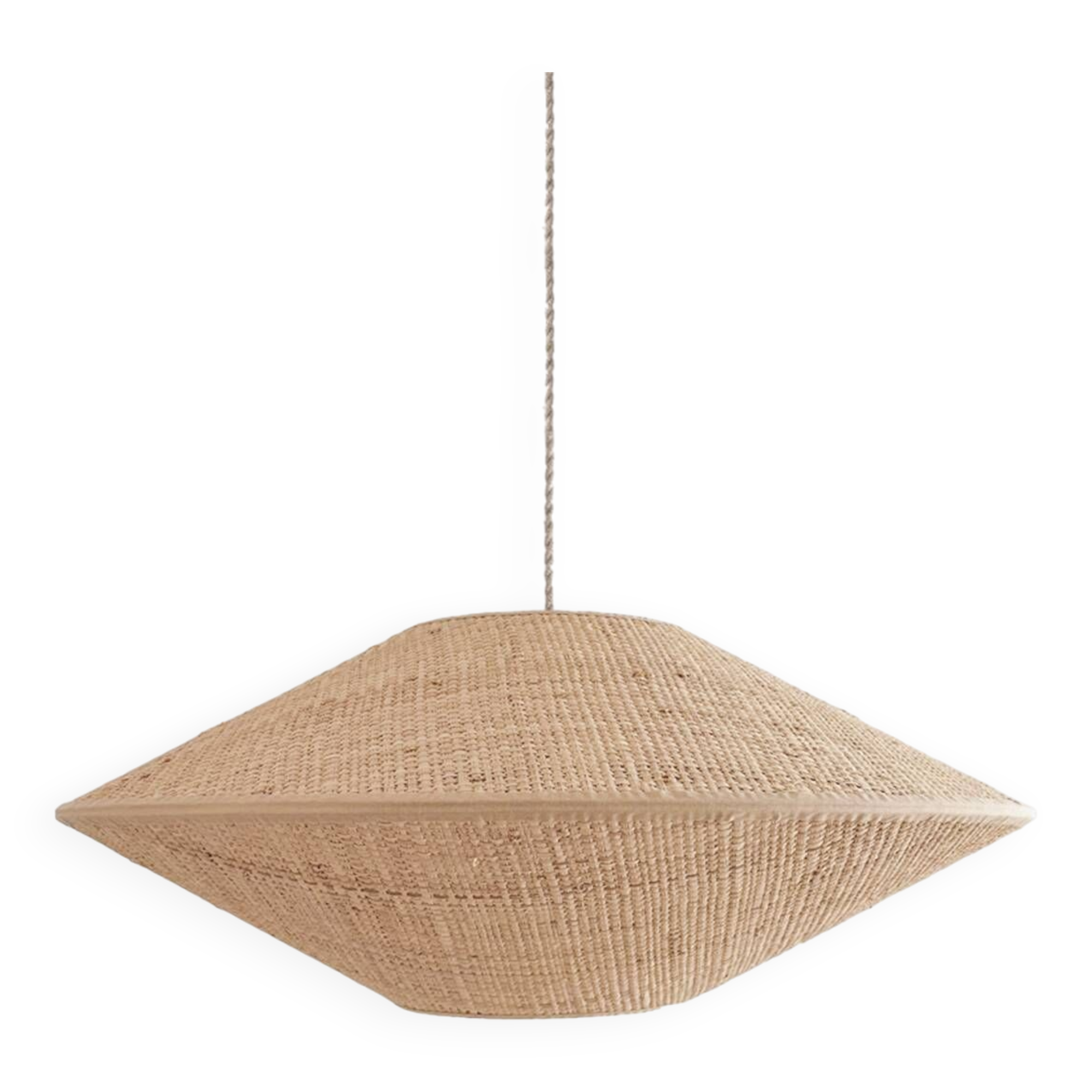Woven wicker pendant light