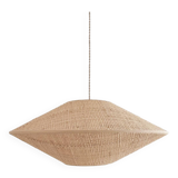 Woven wicker pendant light