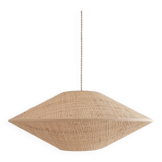 Woven wicker pendant light