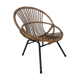Fauteuil coquille en rotin - piétement tubulaire métallique noir - 1960