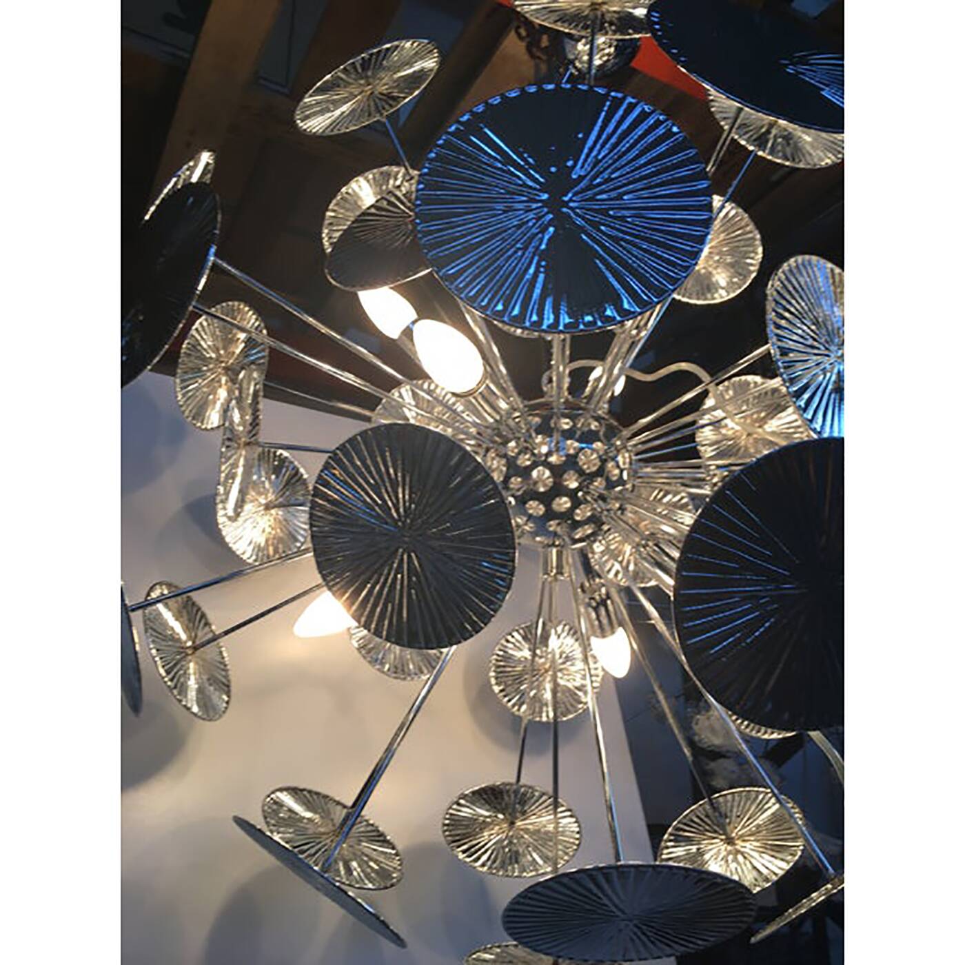 Handmade Hammered Sputnik Chandelier in Kromo Discs Italian Made