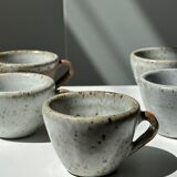 Set of 5 Indonesian ceramic handle coffee cups