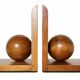 Pair of solid wood bookends with turned spheres – Minimalist design