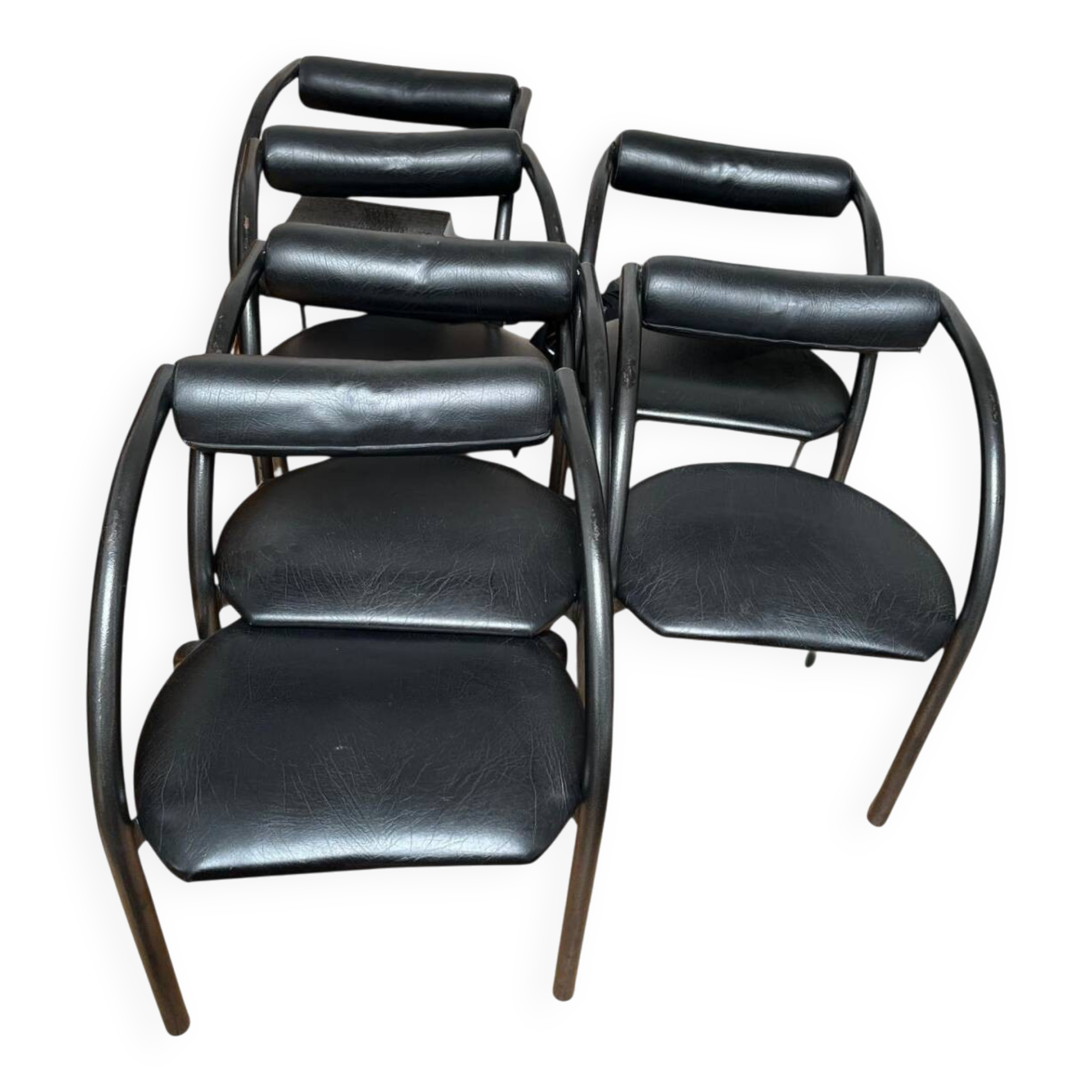 Danish design chair from the 80s, black tubular metal and faux leather.