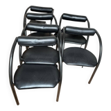 Danish design chair from the 80s, black tubular metal and faux leather.