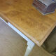 Old desk table in oak tapered white patinated feet