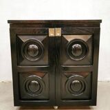 Brutalist bar trolley cocktail bar 'Ebonized oak' Belgium 1970