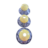 Set of 3 frosted glass and yellow opaline tulips — Vintage 1970