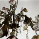 Lustre à décor de Fleurs en Porcelaine et pampilles