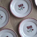 Set of 9 Badonviller flower dinner plates