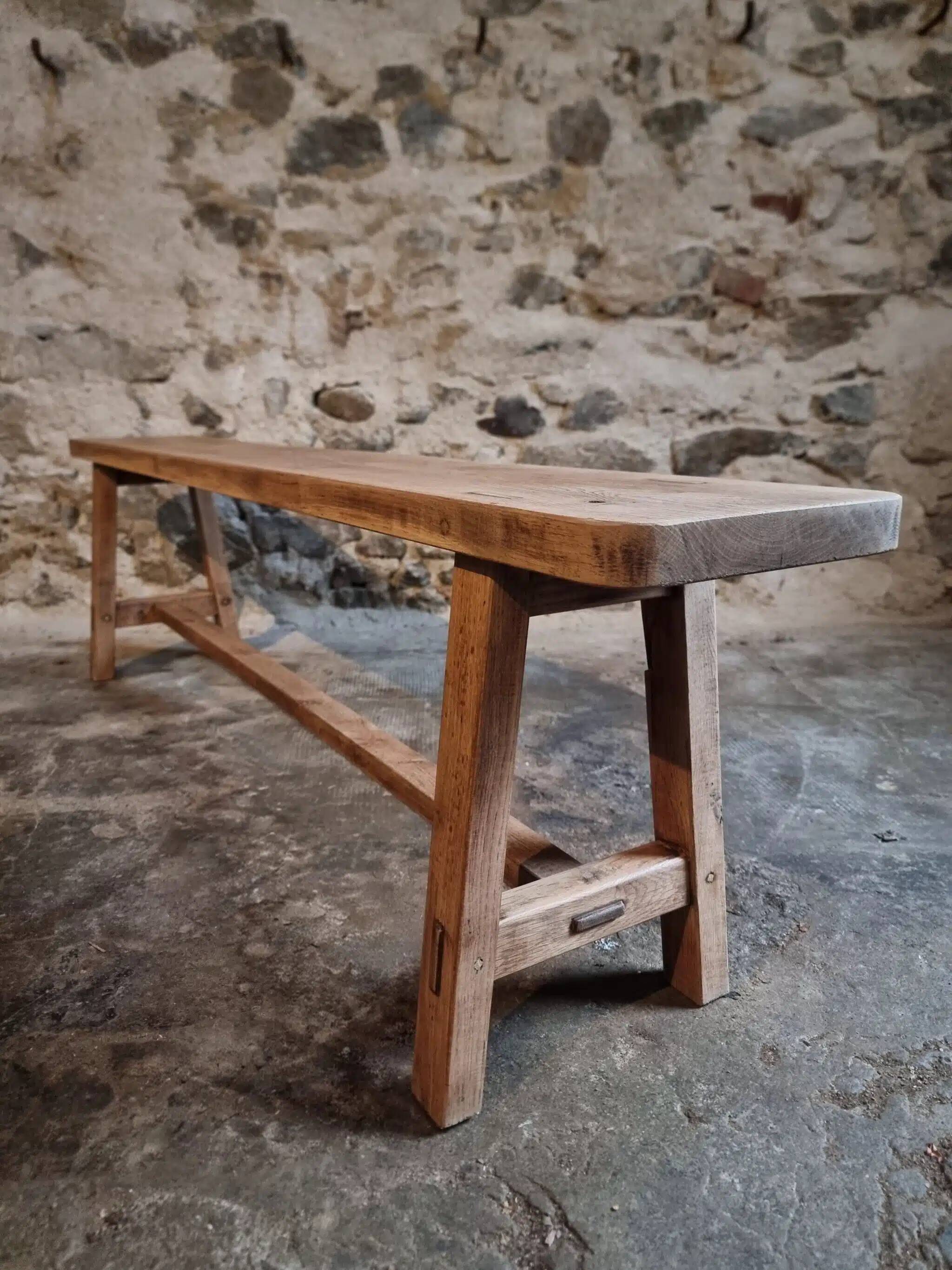 Vintage oak bench, French, 1960s