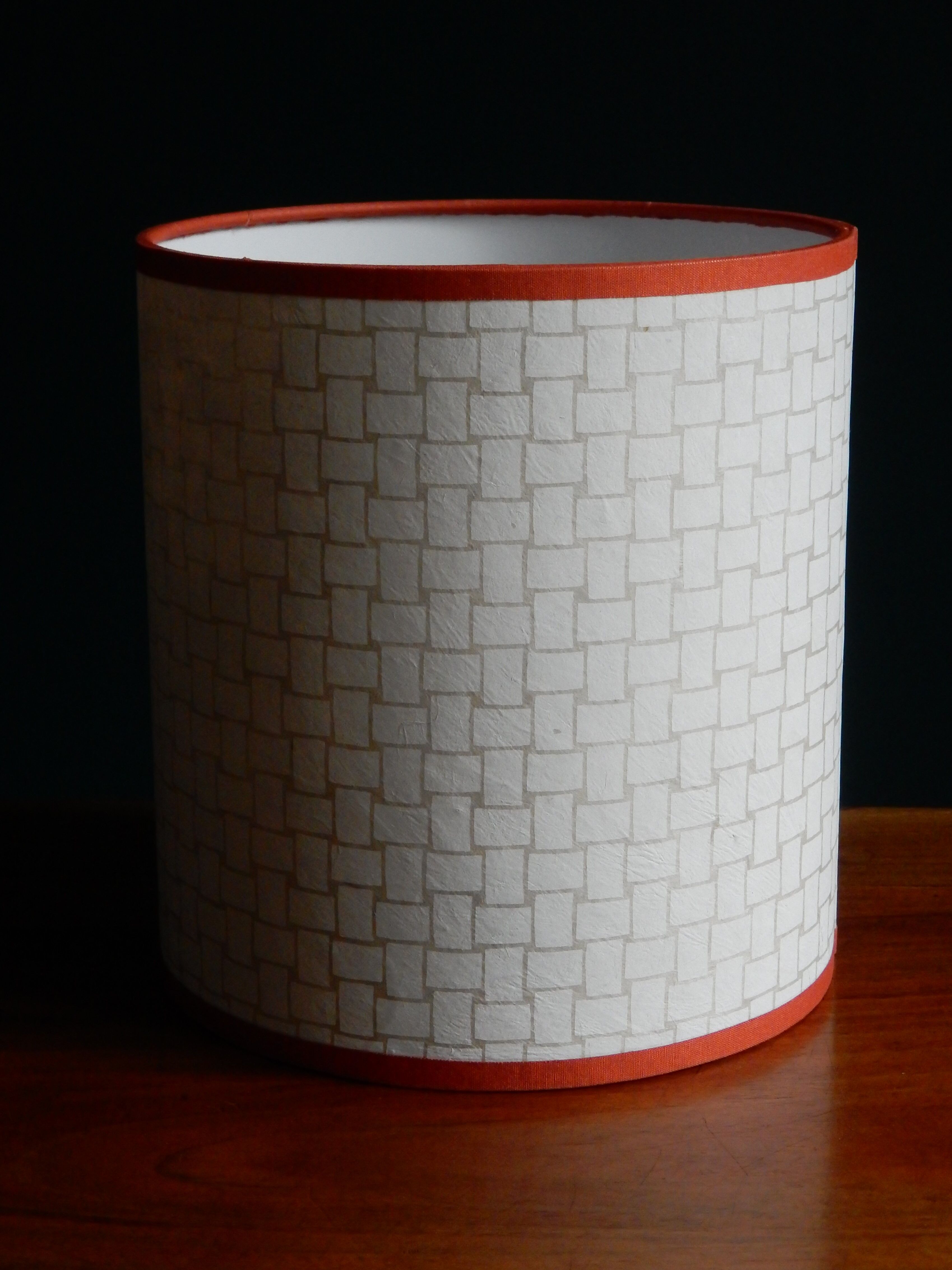 Nepalese paper cylindrical lampshade