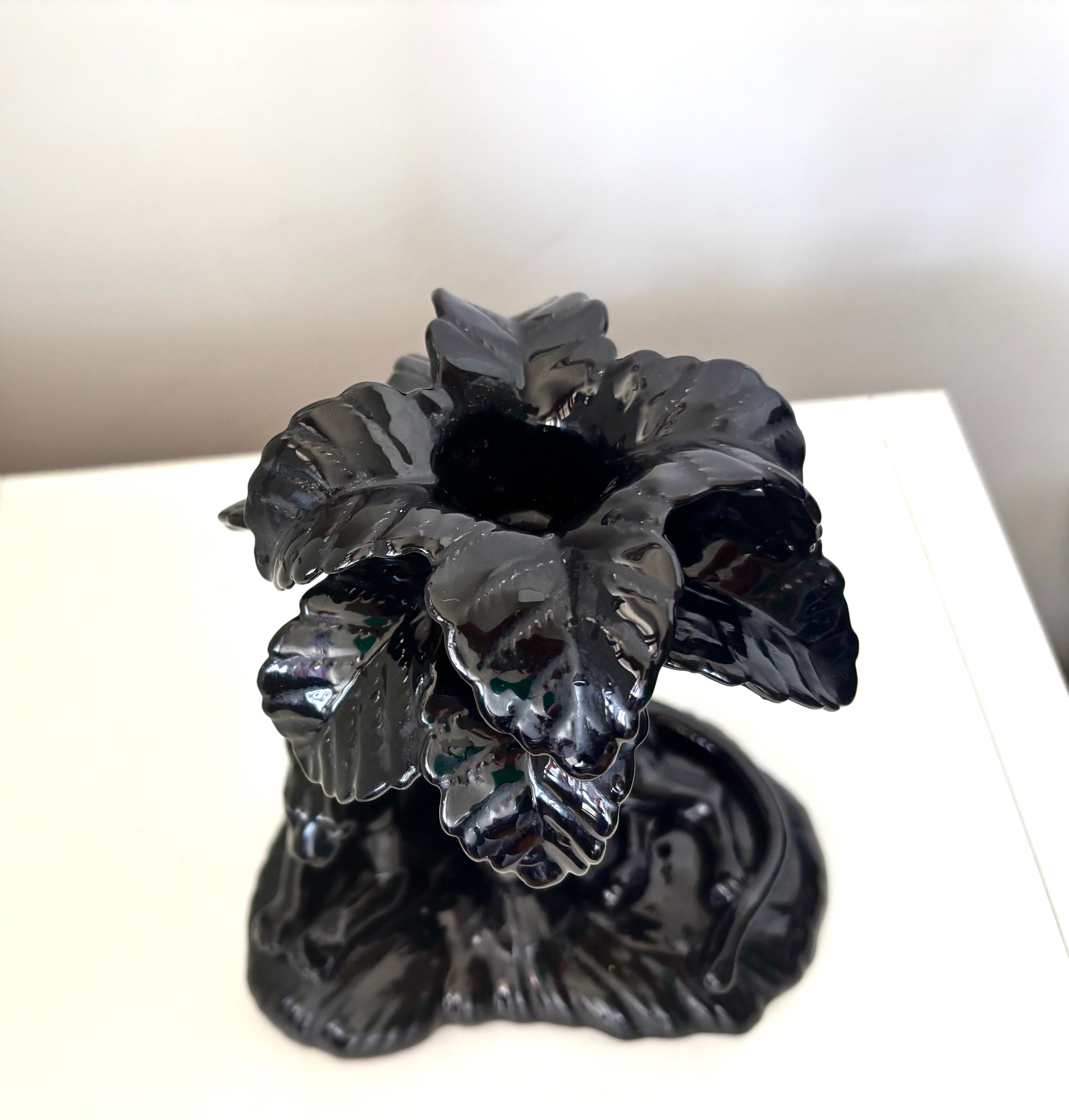 Black panther Art Deco candlestick