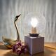 Vintage glass globe table lamp and wooden foot
