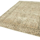 Hand-knotted vintage turkish beige carpet 208 cm x 283 cm