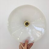 Series of two vintage pendant lights in white opaline