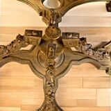 Large Square Louis XV Style Table in Carved Gilded Beech and Brown Marble