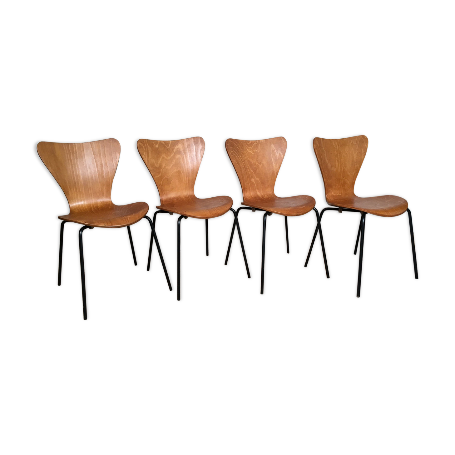 Set of 4 molded wooden chairs circa 1950