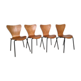 Set of 4 molded wooden chairs circa 1950