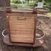 Vintage wooden and brass rolling dessert trolley – 1950s/60s