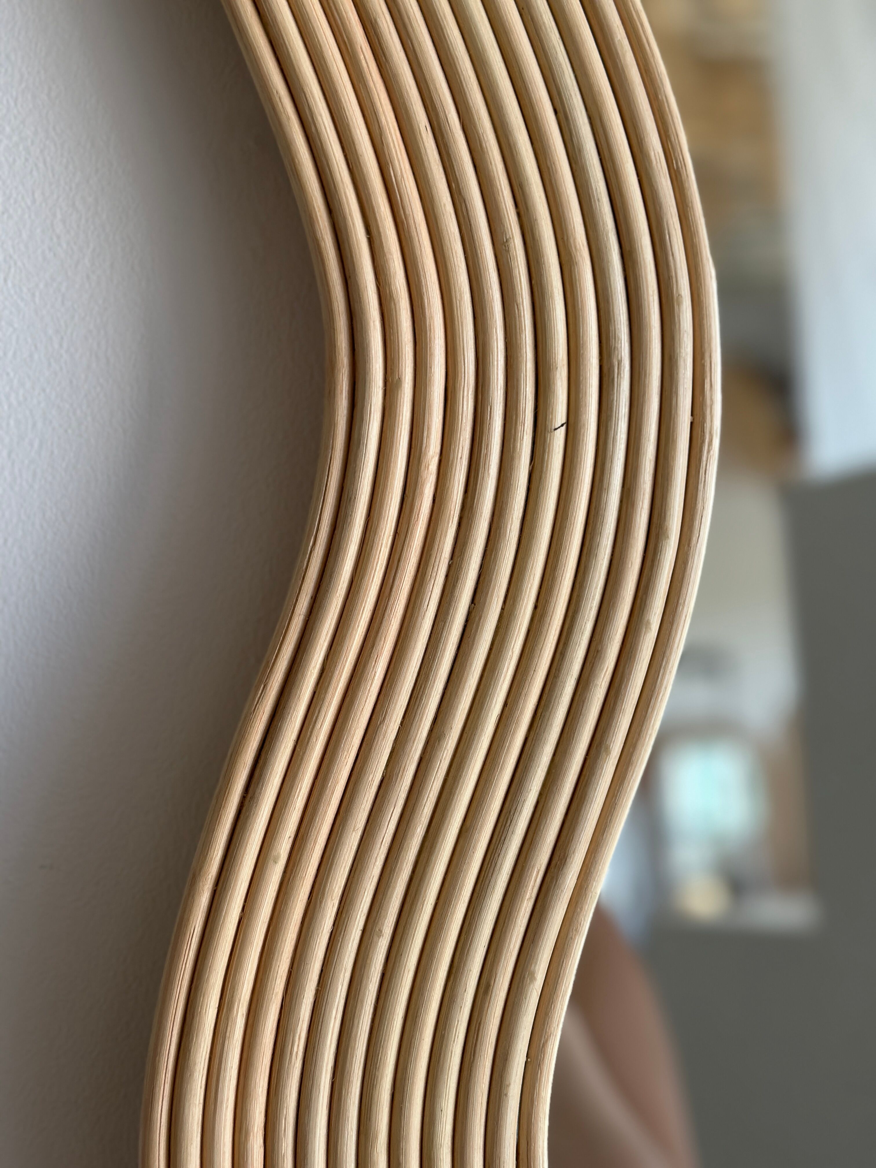 Zigzag rattan foot mirror H:182cm