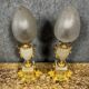 Superb pair of lamps from the Napoleon III era in albatre and gilded bronze circa 1880