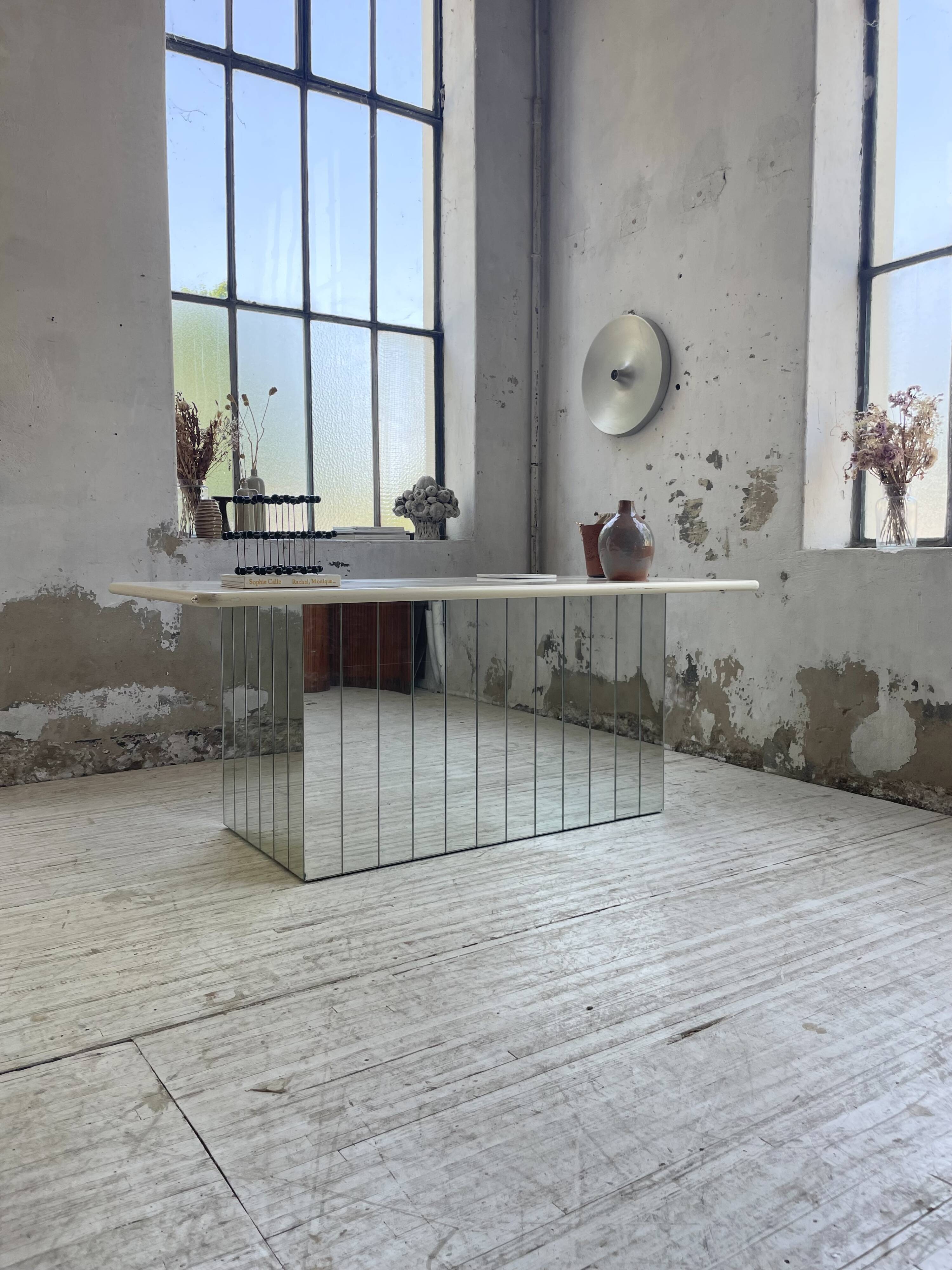 80s lacquered desk and mirror