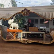 Large golden mirror in vintage Louis XV rocaille style, 144 cm