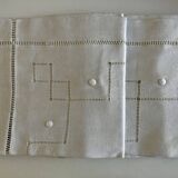 Pair of linen pillowcases with openwork and polka dots without monogram