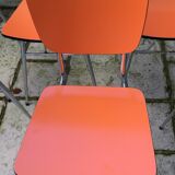 Set of 6 vintage orange formica chairs, 70s