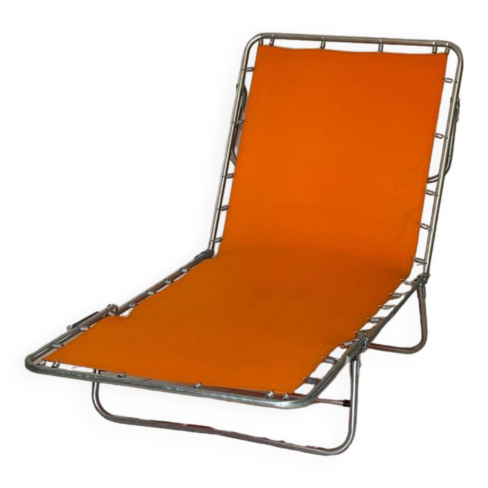 Orange and metal deckchair 1970