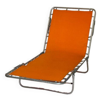 Orange and metal deckchair 1970
