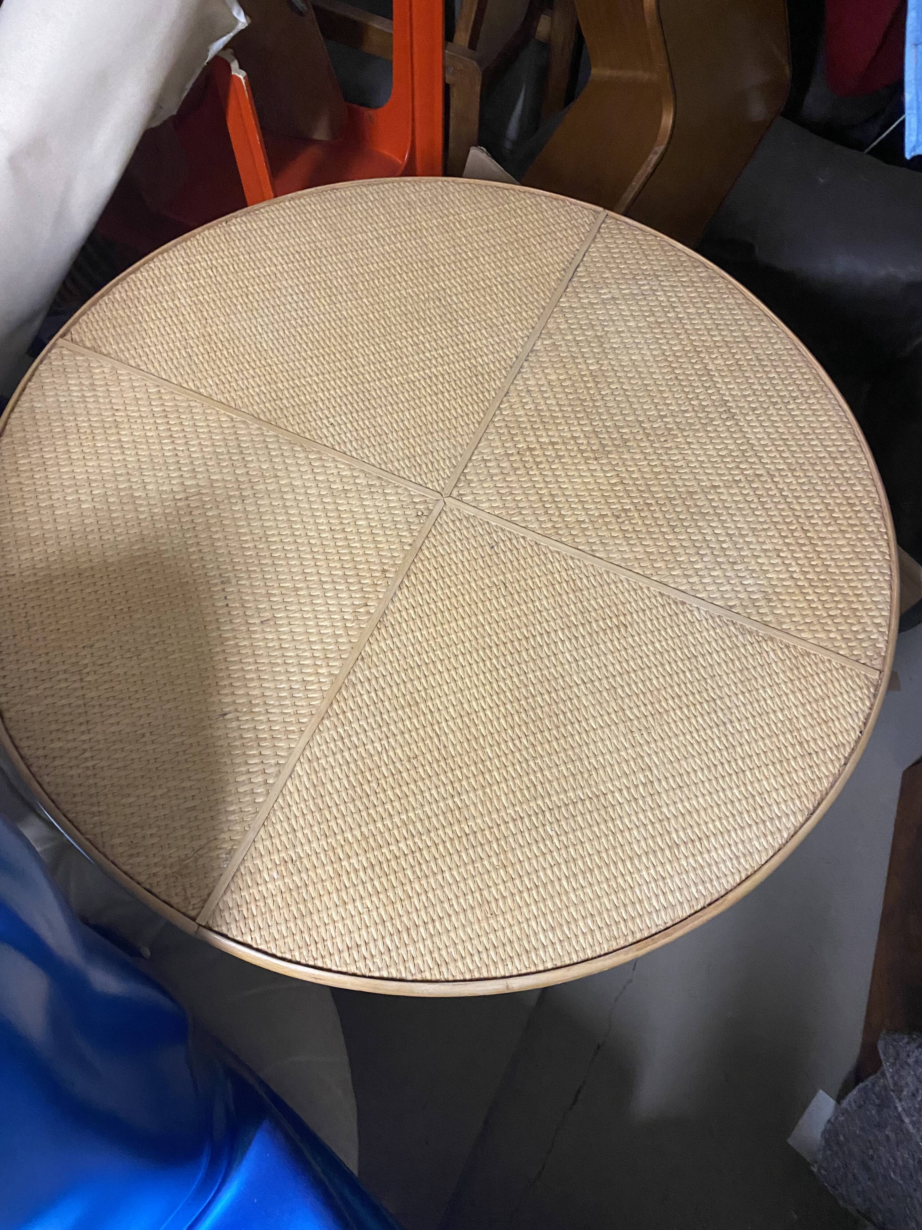 Rattan and wood dining table