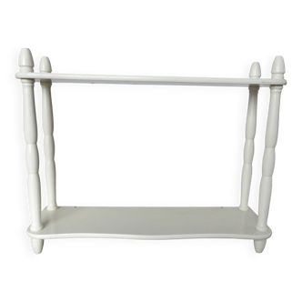 Old wall shelf, in turned wood, white lacquered, 1950s