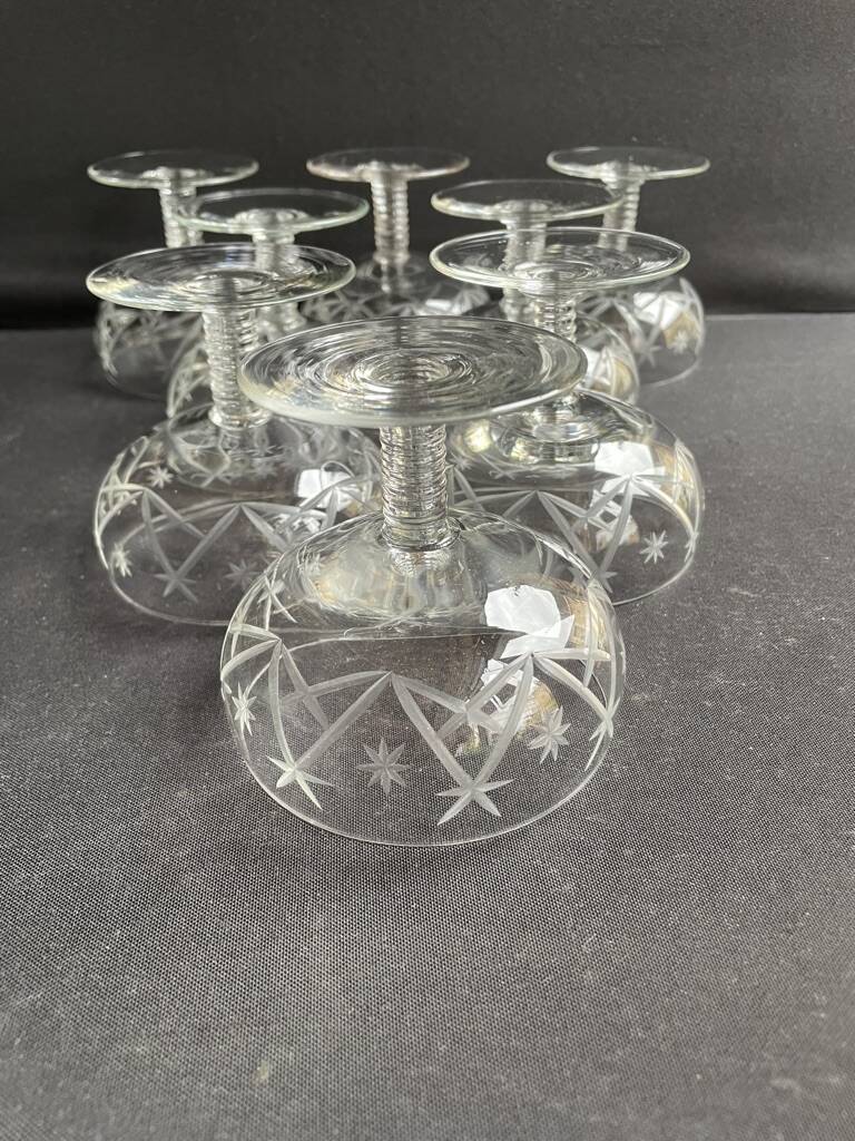 8 ½ cut crystal champagne glasses