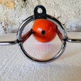 Space Age Chrome and Wood Wall Coat Rack 1970s