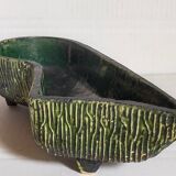 Vintage free-form tripod ceramic cactus planter