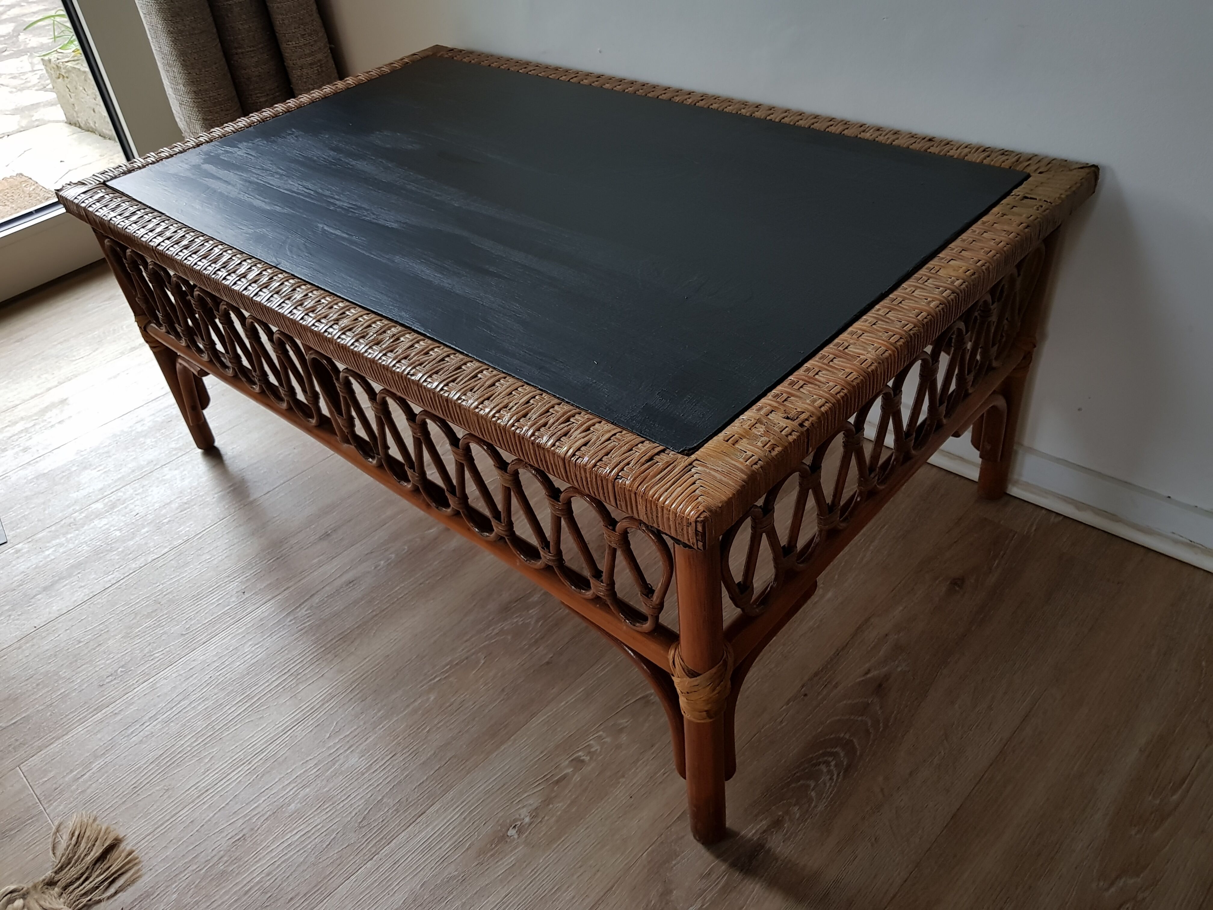 Rattan wood coffee table