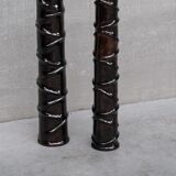Pair of Wooden Tall French Mid-Century Decorative Vases